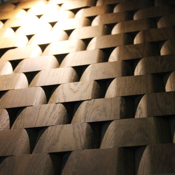Стеновые 3D панели из дерева Esse 1001 Плетенка Табачная