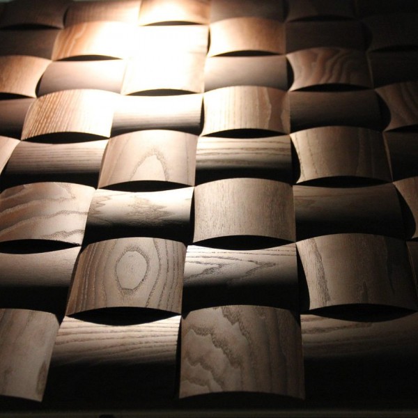 Стеновые 3D панели из дерева Esse 1009 Термоясень темный