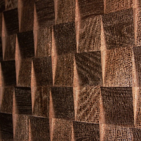 Стеновые 3D панели из дерева Esse 1010 Квадраты с тиснением бронза