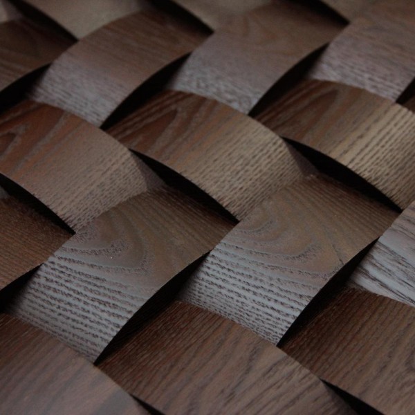 Стеновые 3D панели из дерева Esse 1021-ST Термо ясень плетёнка скруглёная